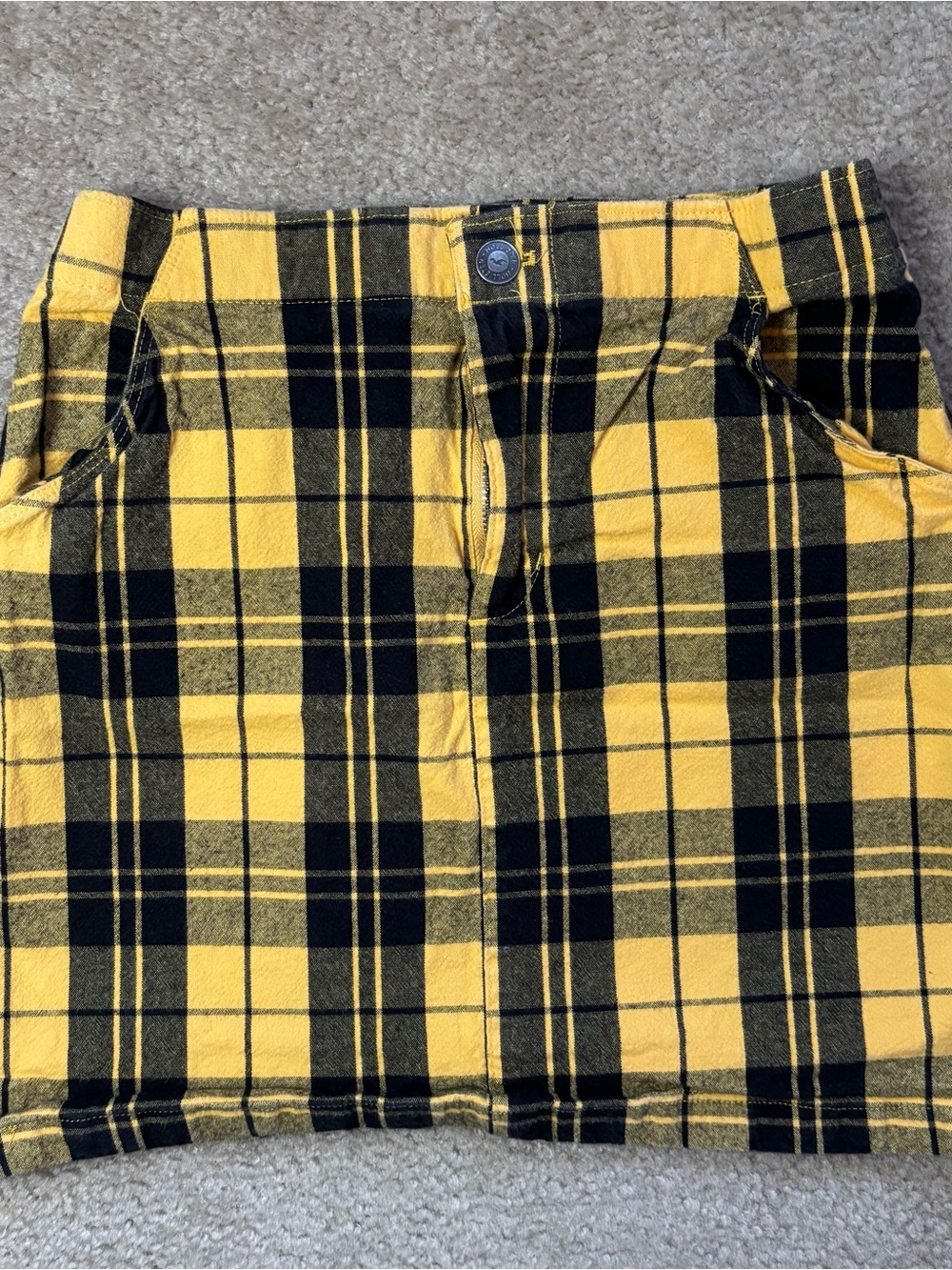 Hollister Yellow and Black Plaid Mini Skirt